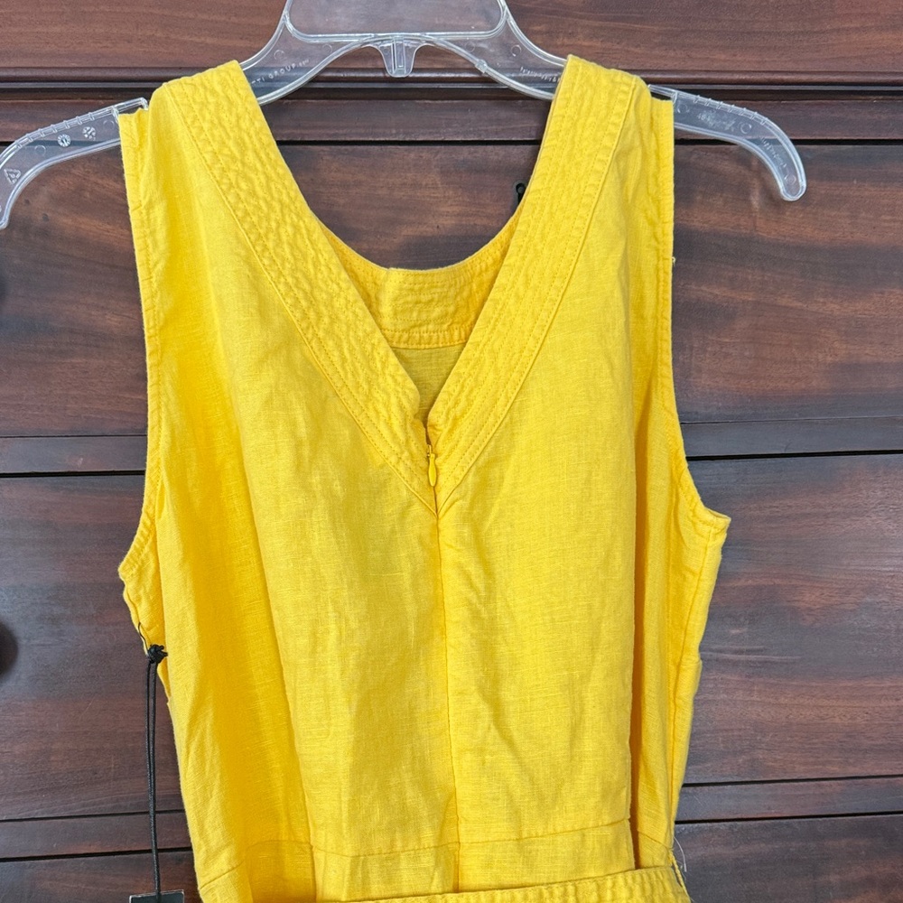 Yellow Linen Sleeveless Dress - Picture 4 of 7